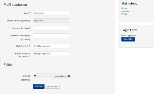 Profilbild in Joomla
