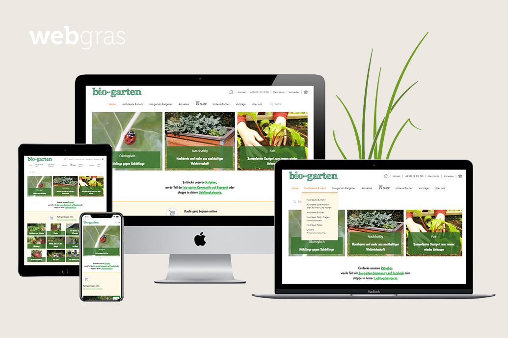 bio-garten Webseite auf verschiedenen Endgeräten